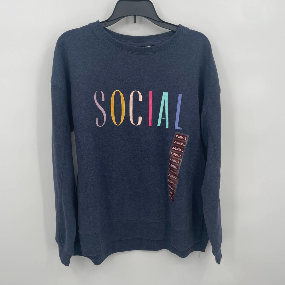 Wildfox Women's Statement Sweatshirt Navy Size XL - Picture 1 of 4